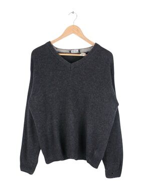 Vintage Valda Wool V-Neck Sweater Gray Knit Italian Made Men's Size Medium